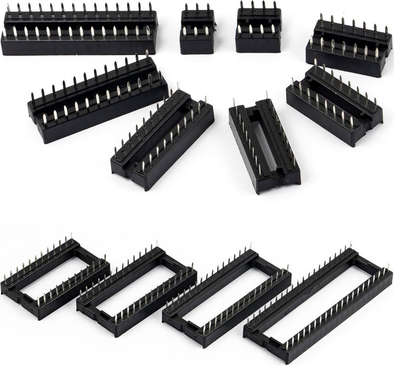 jujinglobal 208pcs 12 Types DIP IC Socket Assortment Kit 2.54mm 0.1" Pitch 6 8 14 16 18 20 24 24Wide 28 28Wide 32 40 Pin DIP IC Socket Solder Type Adaptor Assortment Kits - Image 5